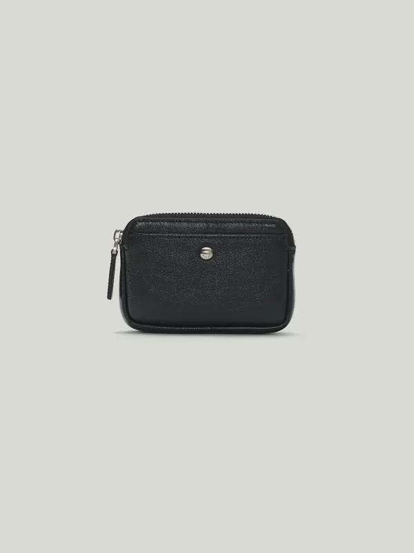 Pebble Zipper Card Wallet Black