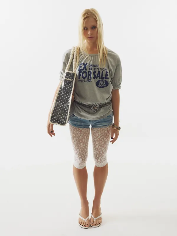 Garage Shirring Tee Melange Gray