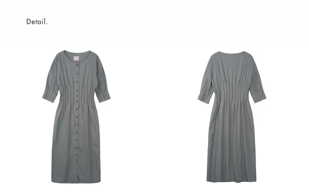 메종드이네스 WAIST & SLEEVE  PINTUCK DRESS_GRAY BLUE 상품 이미지 3