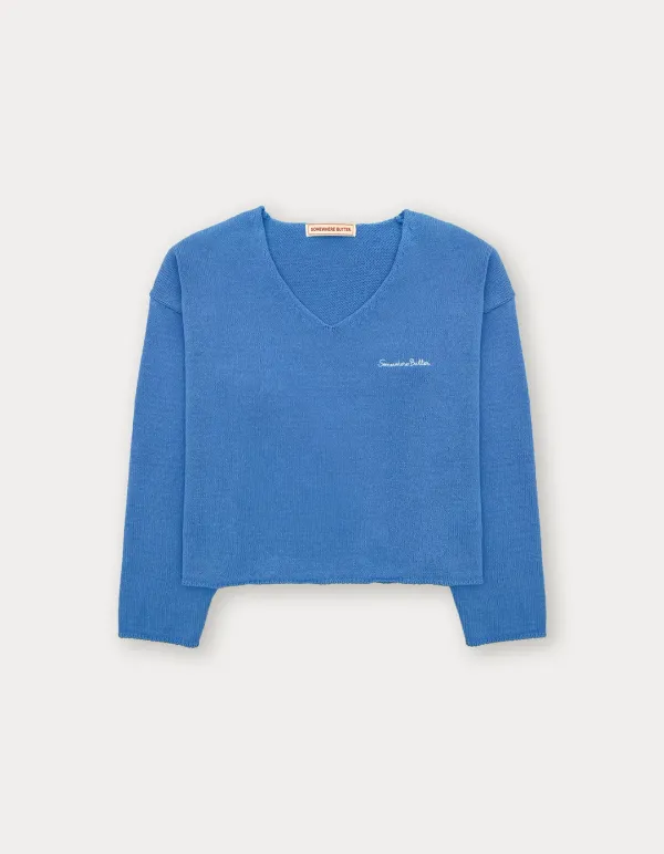 Essential Cotton V-Neck Knit - Blue