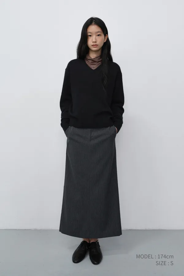 UNISEX CASHMERE V-NECK SWEATER BLACK_UDSW6C111BK