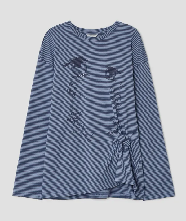 Cry Eyes Ruched Stripe Top [Blue]
