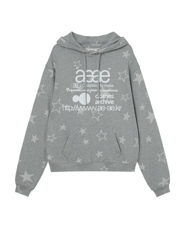WEB LOGO STAR LOOSED HOODIE [GREY]
