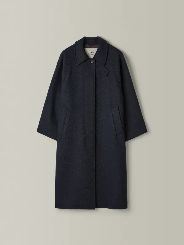 오버핏 헤링본 발마칸 코트_brown navy