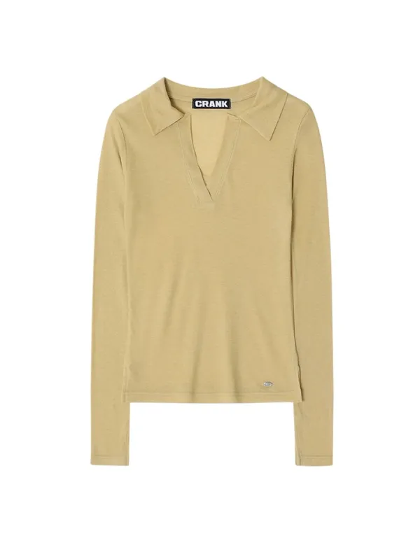 [Re-stock 09/23] SHEER COLLARED TOP_YELLOW