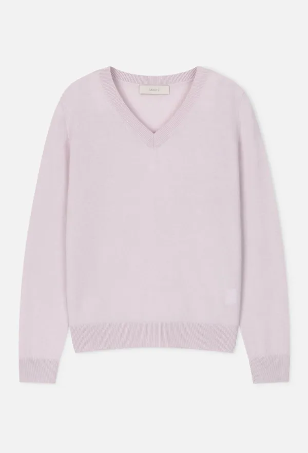 Cashmere V-Neck Knit (Lavender)