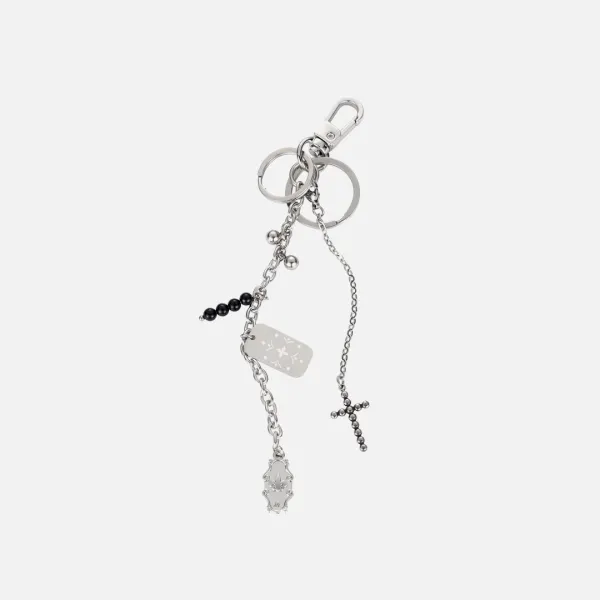 cross ball key ring-silver