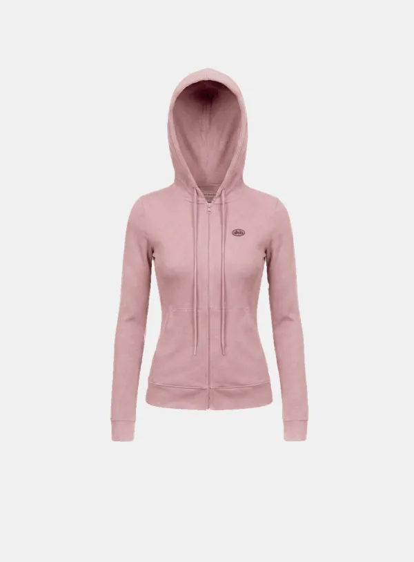[w-hde26-011] BS Soft Terry Zip-Up Hoodie - Pink