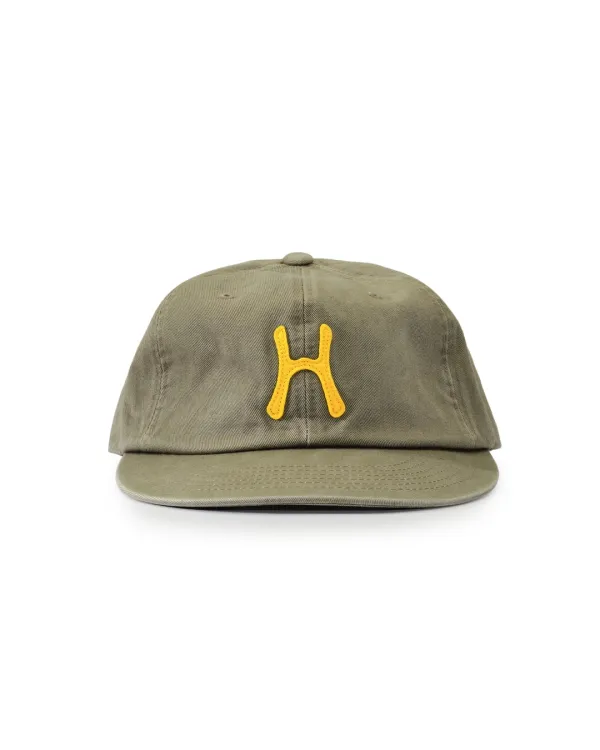 H Logo Cotton Relaxed Fit 6Panel Cap_Khaki