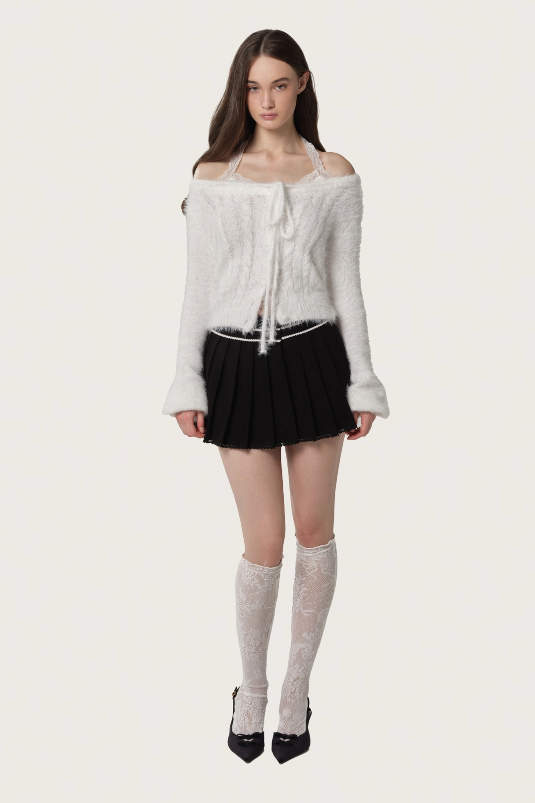 클리시어 Snowdream lace knit, White 상품 이미지 1