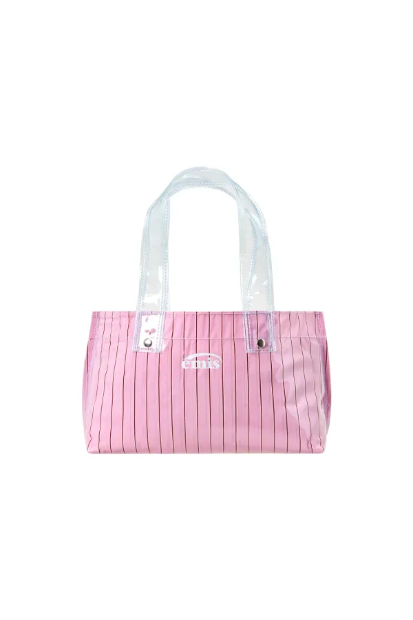 CLEAR STRIPE MINI TOTE BAG-PINK