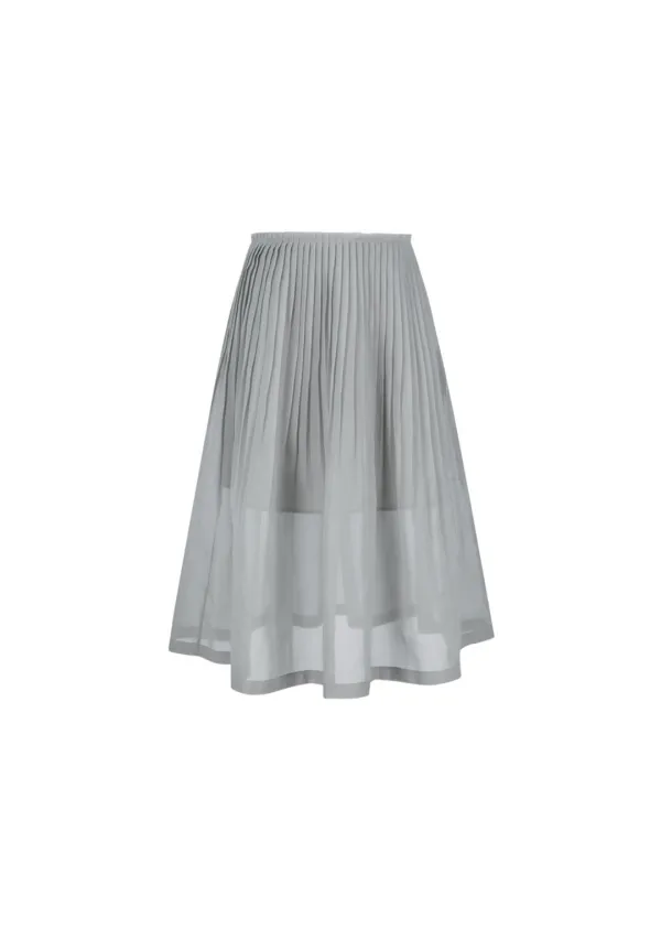 Pleated Midi Skirt, Grey