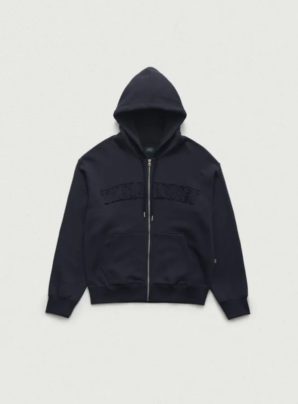 Oversized Forde Sweat Zip-Up Hoodie Jacket_Navy