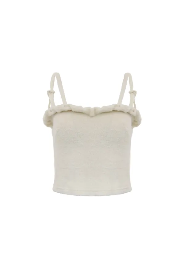 TWIST FRILL TERRY TOP IVORY