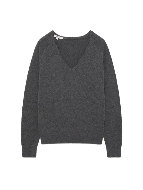 G LOOSE DEEP V-NECK KNIT (GRAY)