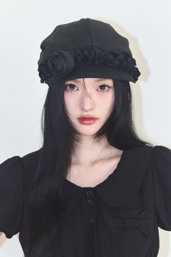 플레르 러플 헌팅캡 블랙 스트라이프