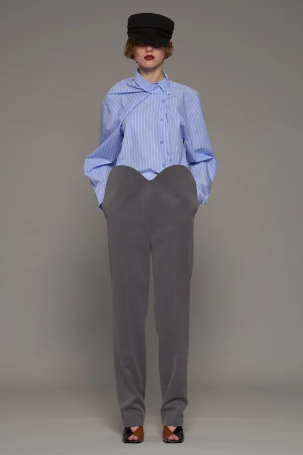 FW26 BLUE STRIPE ASYMMETRIC RELAXED SHIRT