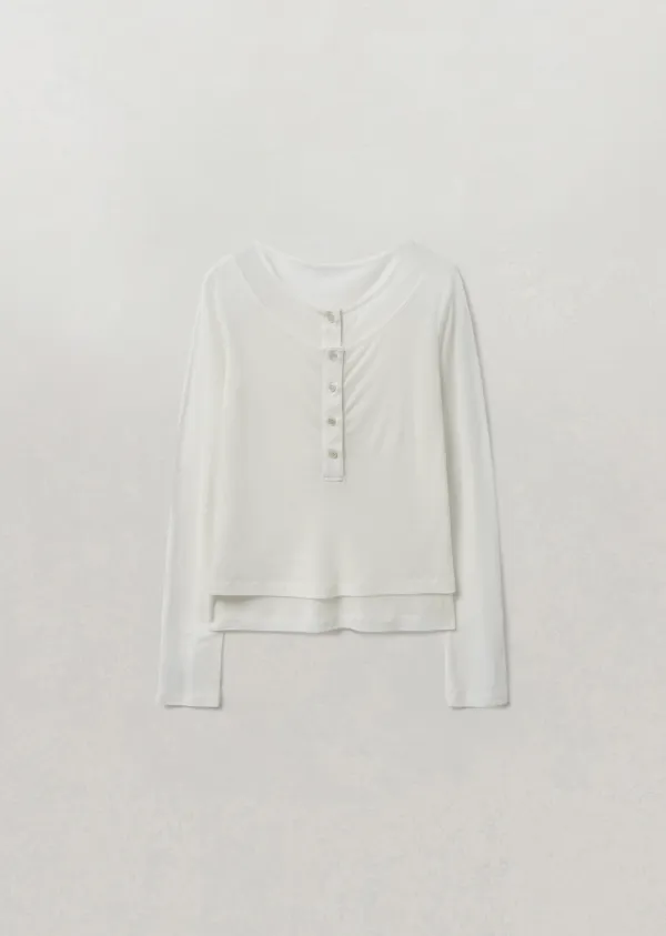 HENLY-NECK DOUBLE T-SHIRT (sand ivory)