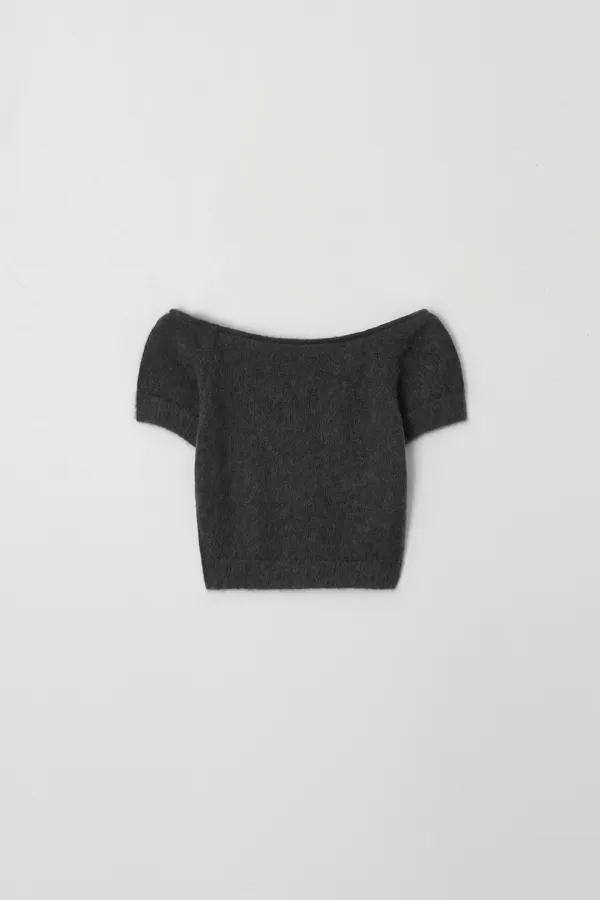 Mohair Off-Shoulder Knit (charcoal)