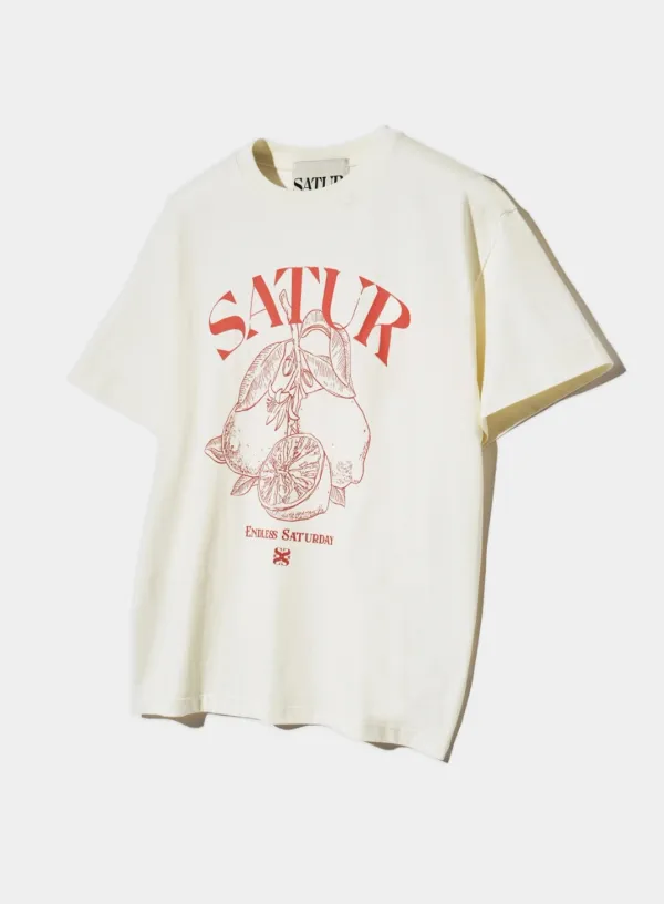 Capri Citron Drawing Summer Graphic T-Shirt - Cream Orange