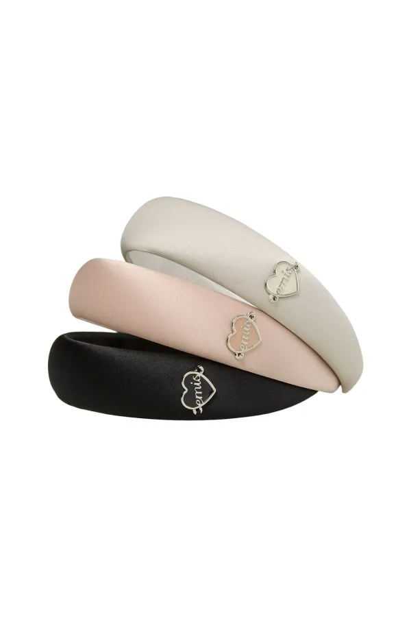 SATIN HEART LOGO PENDANT HAIRBAND