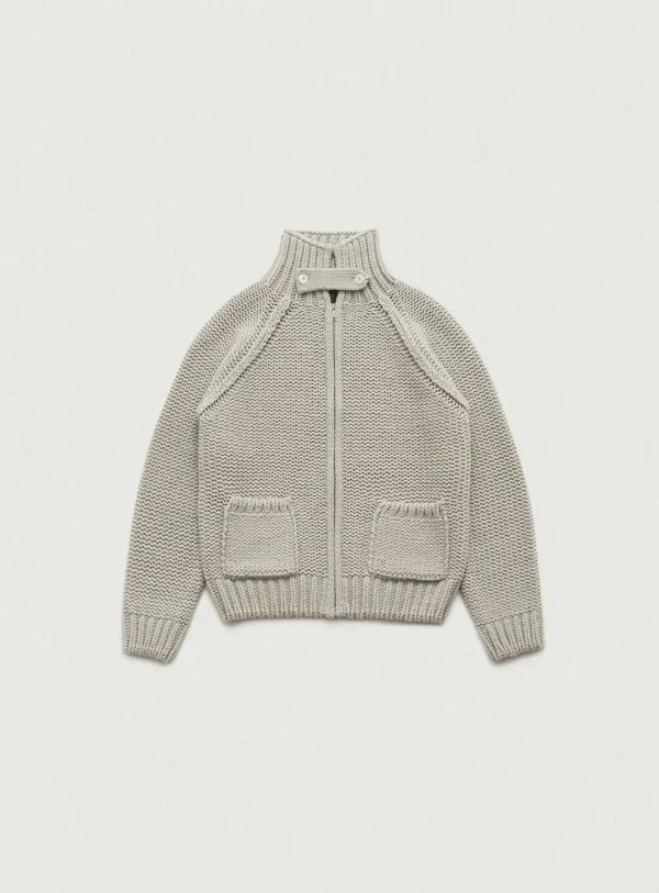 Oversized Soap Zip-Up Knit Cardigan_Grey