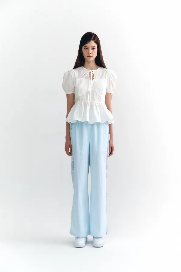 Side Lace Combi Pants Sky Blue