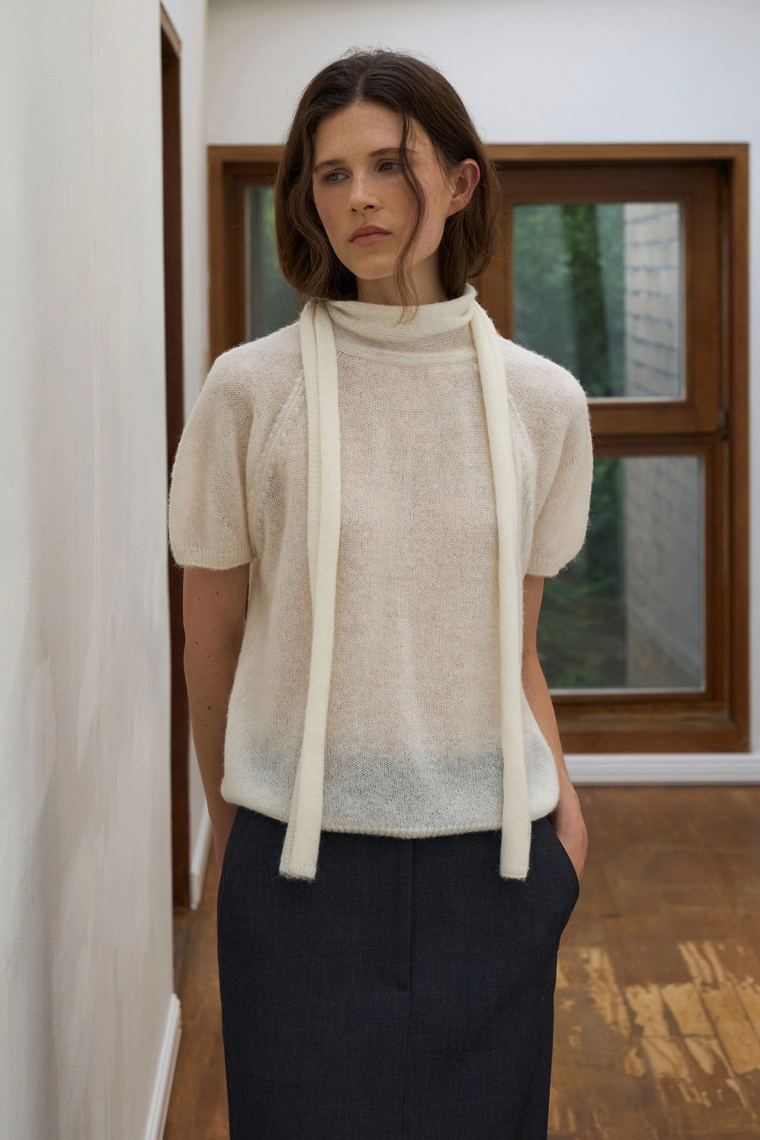 라메레이 Baby Alpaca Tie Knit Top[LMBFAUKN309]-2color 상품 이미지 1
