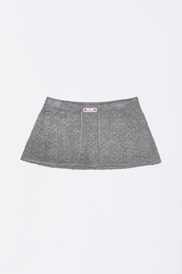 Eyelet Knit Skort Melange Gray