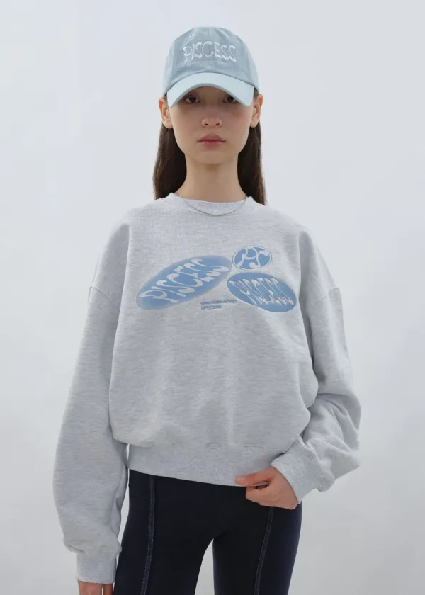 PISCESS Logo Crop Sweatshirt_Melange Grey