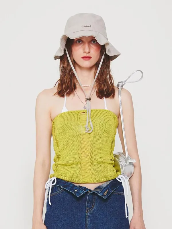 METAL LOGO KNIT TUBE TOP_GR