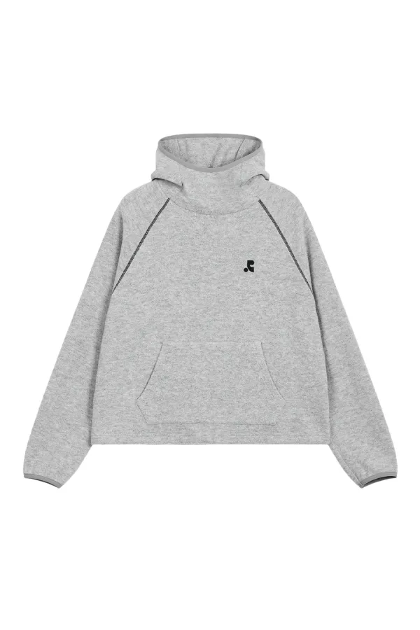 STITCH KNIT HOODIE - GREY