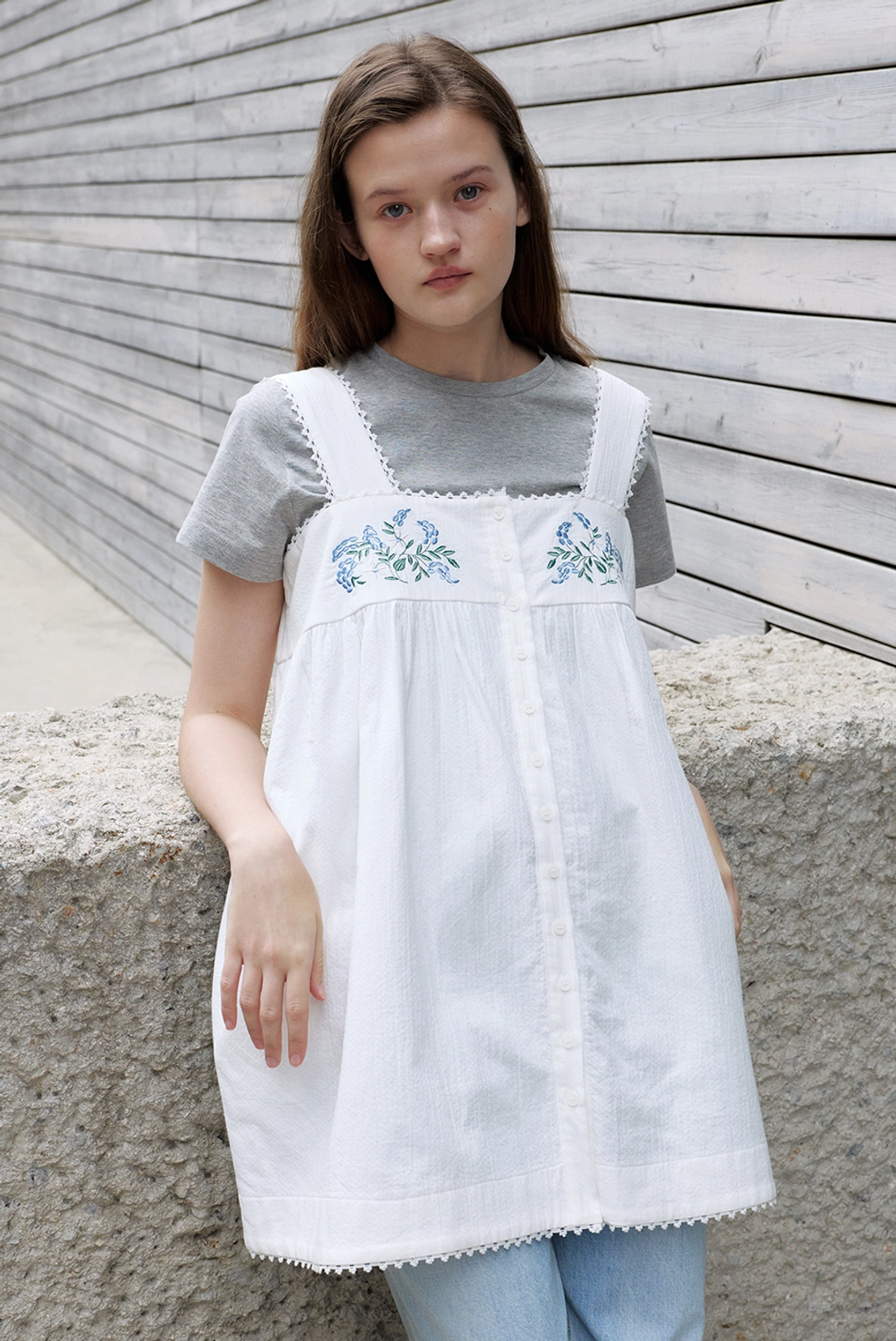 브렌다 브렌든 monet layered dress - ivory 상품 이미지 2