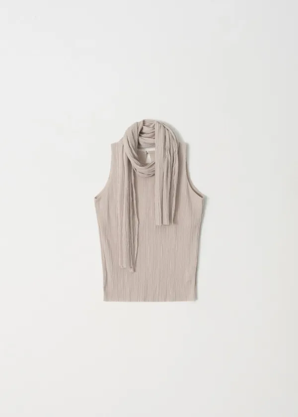[2nd] Pleats Top & Scarf Set_Peach