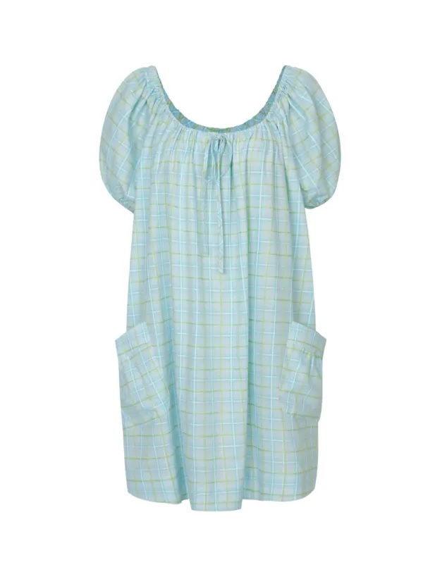 Hay Check Mini Dress (Blue)