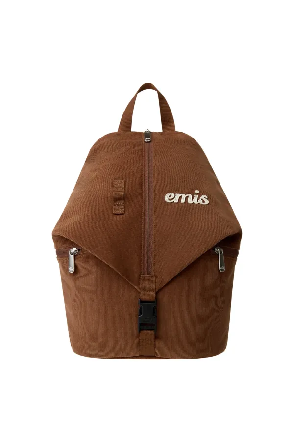 CORDUROY CONVERTIBLE BACKPACK-BROWN
