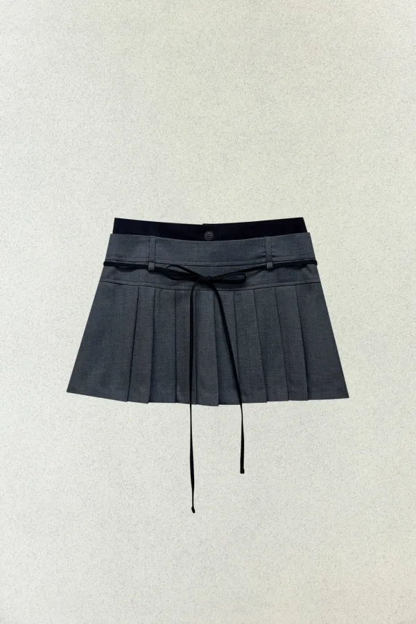 SCARLET PLEATS SKIRT PANTS / CHARCOAL