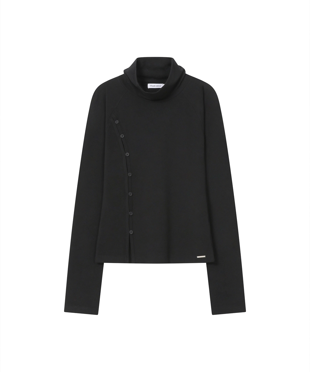 미세키서울 Mock neck side button long sleeve BLACK 상품 이미지 1