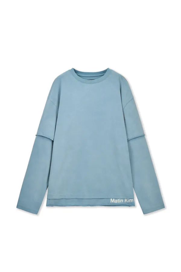 SPRAY EFFECT LAYERED TOP FOR MEN IN LIGHT BLUE