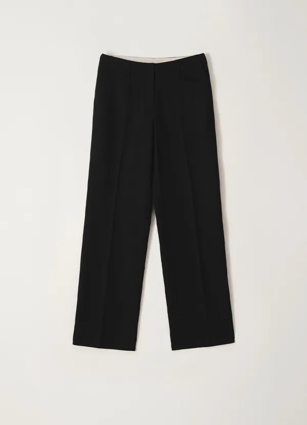 Low-rise tailored wool trousers (Black)
