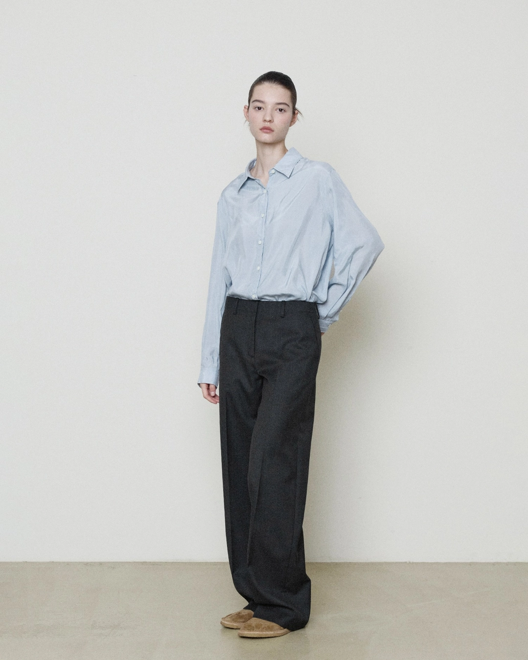 브라운야드 W Low Rise Wool Pants, Charcoal 상품 이미지 1