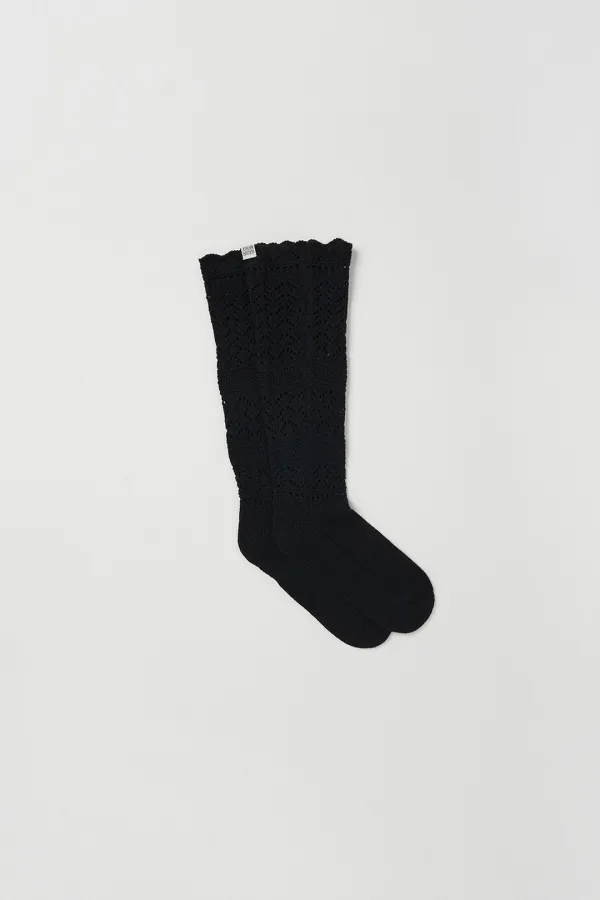 Crochet Knit Socks (black)