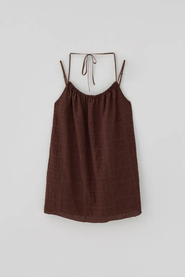 (1st re-stock) T/T Punched halter one-piece (brown)