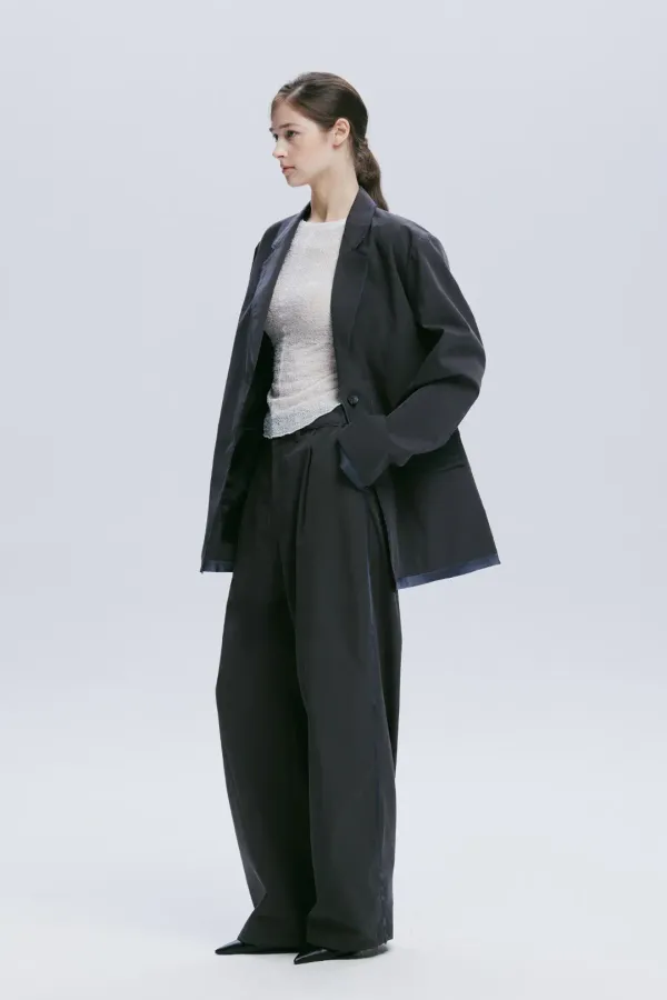 [2ND] COTTON RAW CUT WIDE PANTS (CHARCOAL)