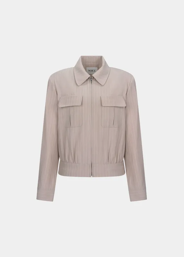 W ITALIAN PINSTRIPED RICKY JACKET - BEIGE