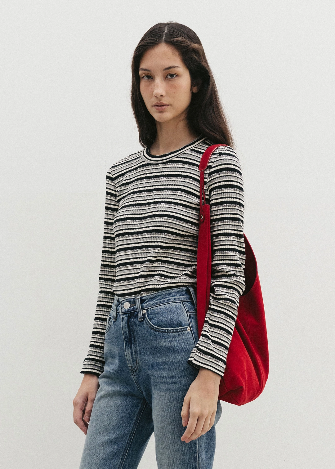 더라이 Stripe Long Sleeve Top(Black) 상품 이미지 2