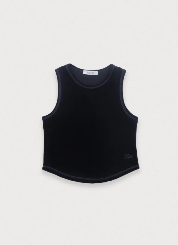 LOUNGE VELOUR SLEEVELESS - NAVY