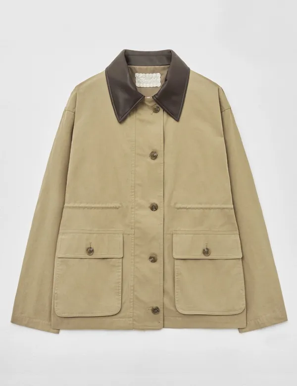 코튼 워크 하프 자켓 베이지 MDJK039BEIGE