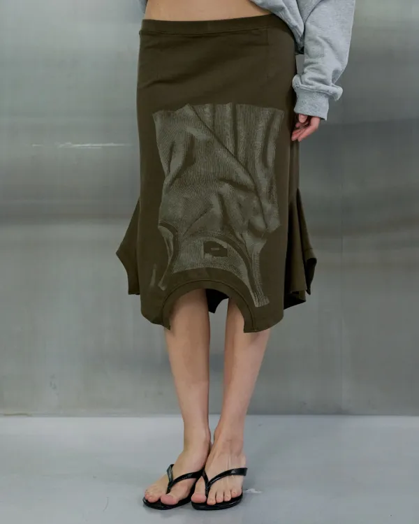 [9/10 예약 출고] UPSIDE-DOWN T-SHIRT SKIRT - KAHKI