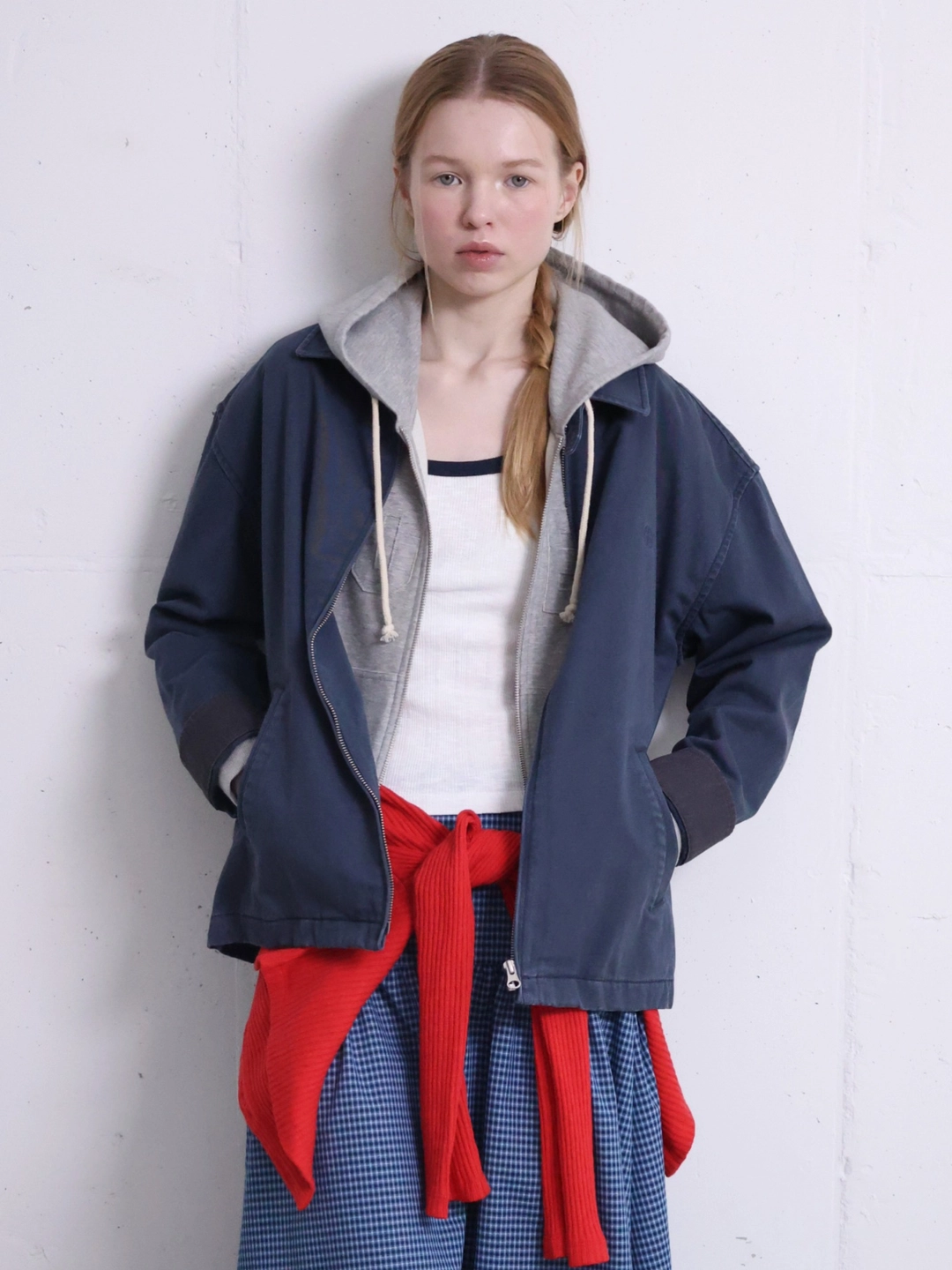 포에브 Washed Cotton Jacket - Navy 상품 이미지 1